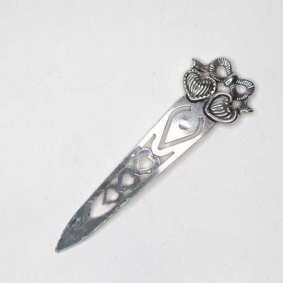 Vintage Brighton Bow Heart Retired Bookmark Silver Tone Metal Bookworm Taiwan - Picture 9 of 9